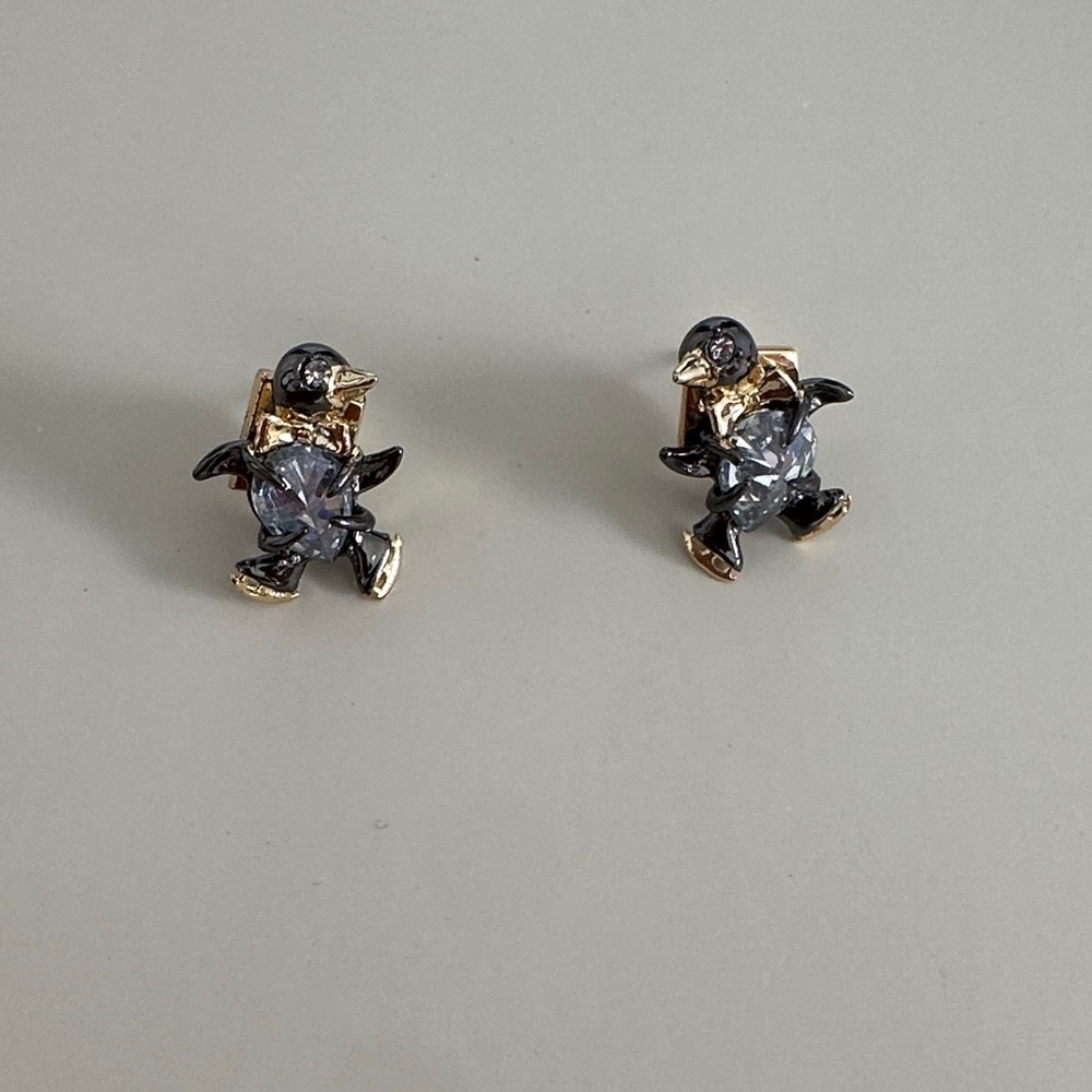 Alexis Bittar Penguin Earrings in Black and Gold